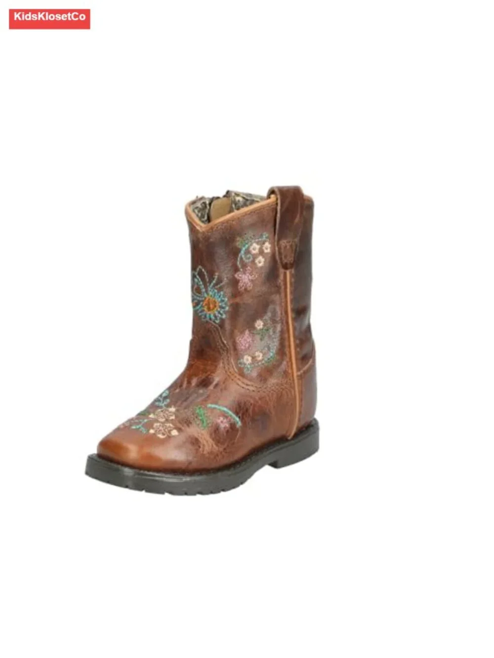 Toddlers' Square Toe Leather Western Cowboy Boots with Tricot Lining